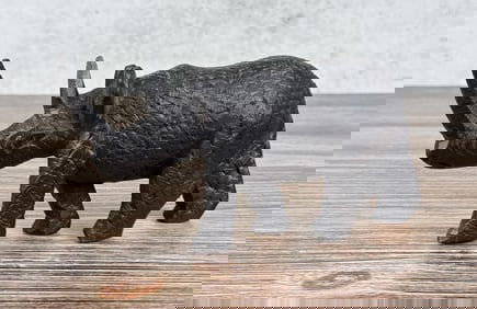 African Carved Wood Rhino