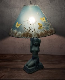 Van Briggle Damsel of Damascus Pottery Lamp