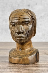 Mid Century Pacific Islands Wood Carving Bust
