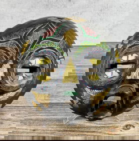 Ghana Africa Baluba Beaded Wood Mask