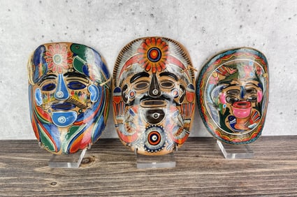 Mexican Folk Art Talavera Painted Masks