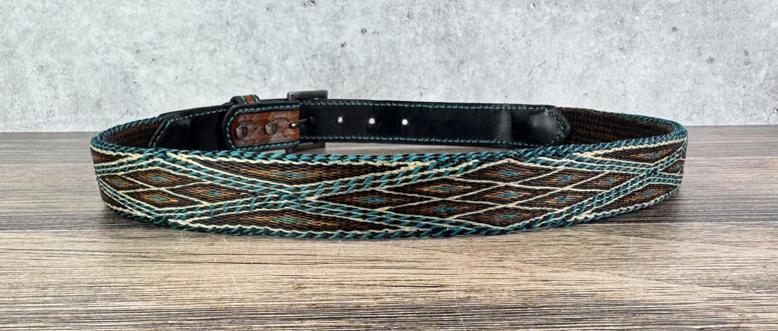 Deer Lodge Prison Montana Horsehair Belt: 37" long tip of belt to tip of buckle.