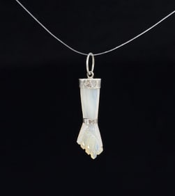 Mother of Pearl Figa Fist Hand Sterling Pendant