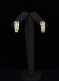 10k Gold and Diamond Hoop Earrings