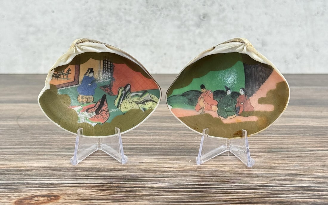 Japanese Kai-awase Painted Shells: 3" by 3"