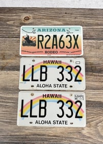 Collection of Hawaii and Arizona License Plates