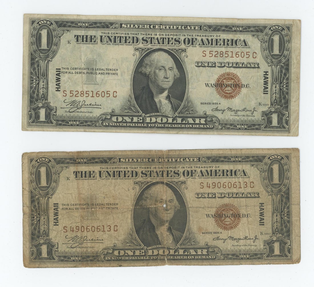 1935 A Hawaii $1 Silver Certificates: Nice grouping.