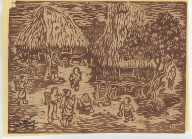 Hawaiian Woodblock Print