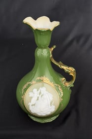 Royal Pate Green Gilted Porcelain Ewer