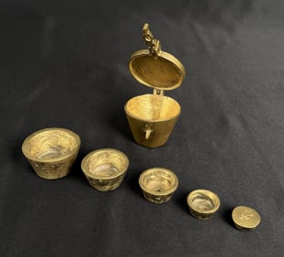 Chinese Nested Brass Opium Scale Weight Set