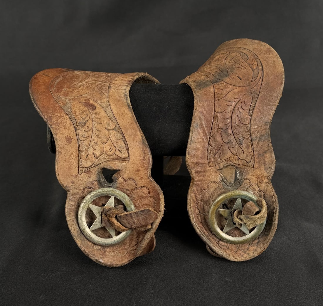 Antique Montana Cowboy Leather Spur Straps (1 of 4)