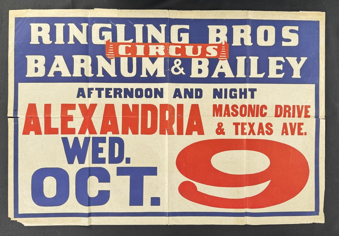 Ringling Bros Barnum & Bailey Circus Poster: 28" by 41". Alexandria Louisiana.