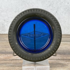 Diamond Balloon Tires Cobalt Glass Ashtray