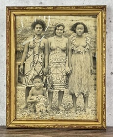 Nude Pacific Islander Women in Tapa Cloth Photo