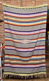 Antique Mexican Wool Serape Saltillo Blanket