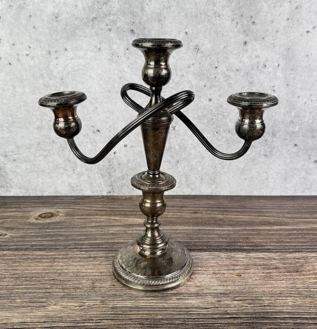 Weighted Sterling Silver Candelabra: 10 3/4" by 10 1/2" by 4"