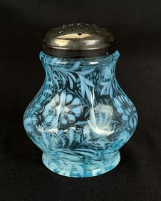 Fenton LG Wright Blue Opalescent Fern Sugar Shaker
