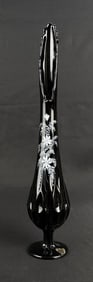 Fenton Glass Black Amethyst Swung Vase