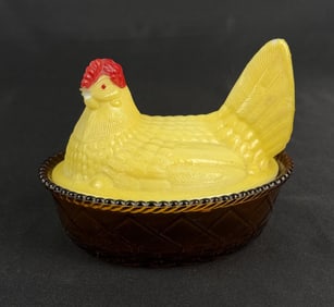 Mosser Glass Covered Hen on Nest Dish