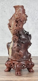 Antique Chinese Soapstone Vase Carving