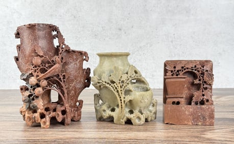 Group of Antique Chinese Soapstone Carvings