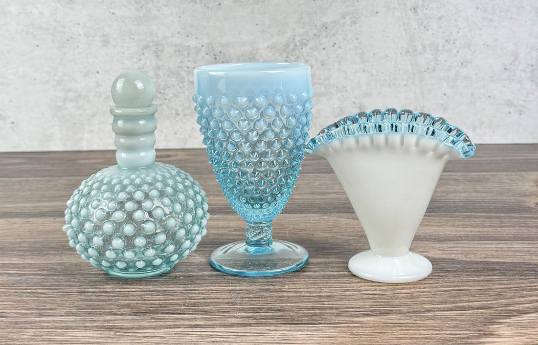 Collection of Fenton Blue Hobnail Opalescent Glass (1 of 6)
