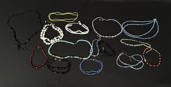Group of Art Deco Glass Beaded Necklaces