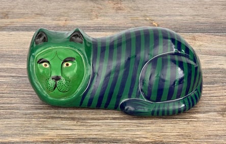 M Palacios Mexican Folk Art Striped Tiger Cat