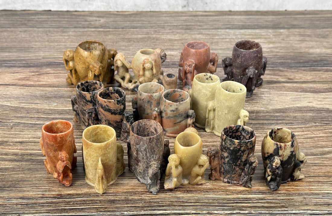 Collection Of Chinese Soapstone Brush Pots (1 of 14)