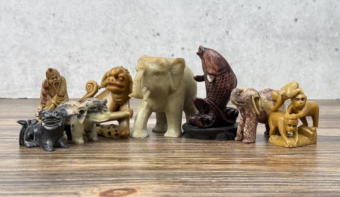 Collection Of Chinese Carved Soapstone Animals: Nice grouping