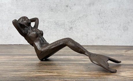 Cast Iron Mermaid Shelf Sitter Garden Decor