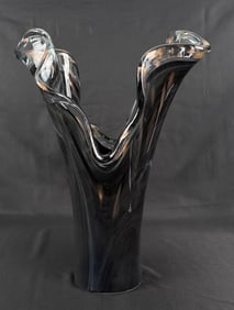 Murano Glass Hand Blown Split Neck Vase