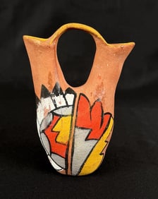Tesuque Pueblo Indian Pottery Wedding Vase
