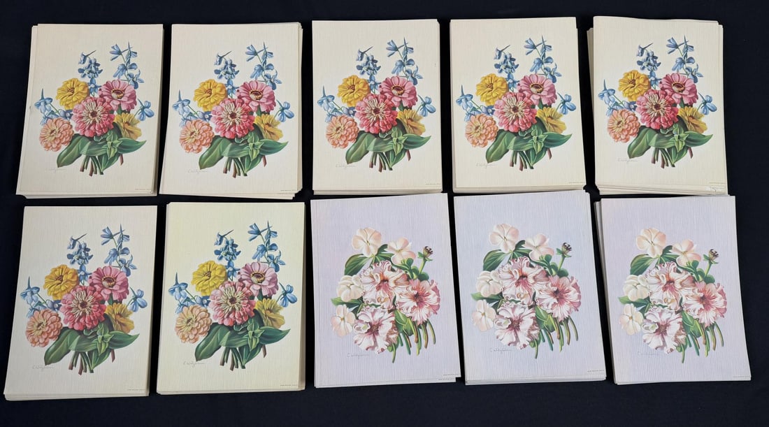 Large Group of E. Witzleben Floral Prints: 780 prints total.