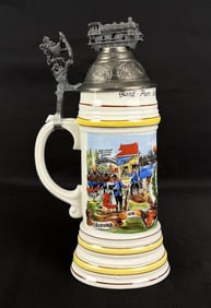 German Regimental Porcelain Lithophane Beer Stein