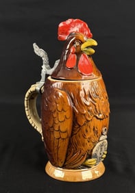 Ceramic Figural Rooster Lidded Beer Stein
