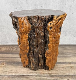 Antique Chinese Burlwood Stump Stool Table