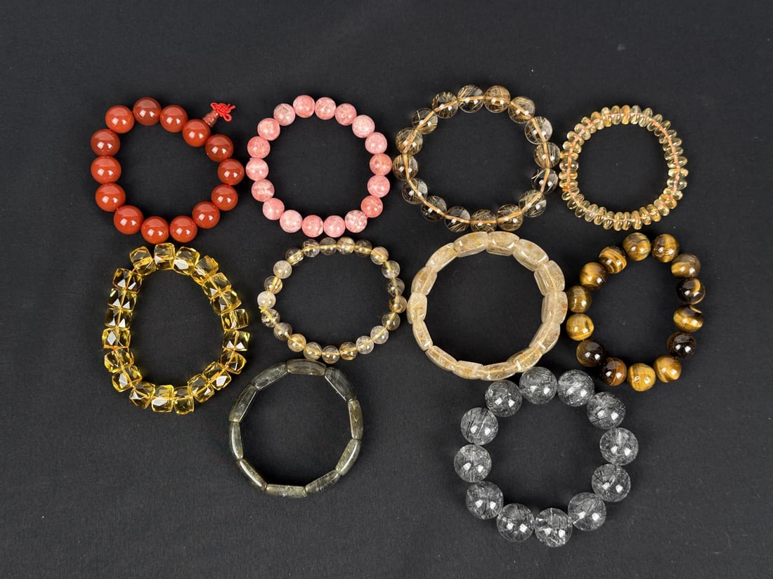 Group Of Stone Bead Bracelets: Nice grouping
