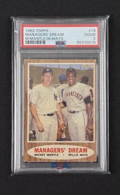 1962 Topps Mickey Mantle Willie Mays #18 PSA 2
