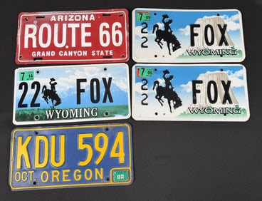 Oregon Arizona Wyoming License Plates