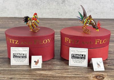 Fitz & Floyd Art Glass Chickens