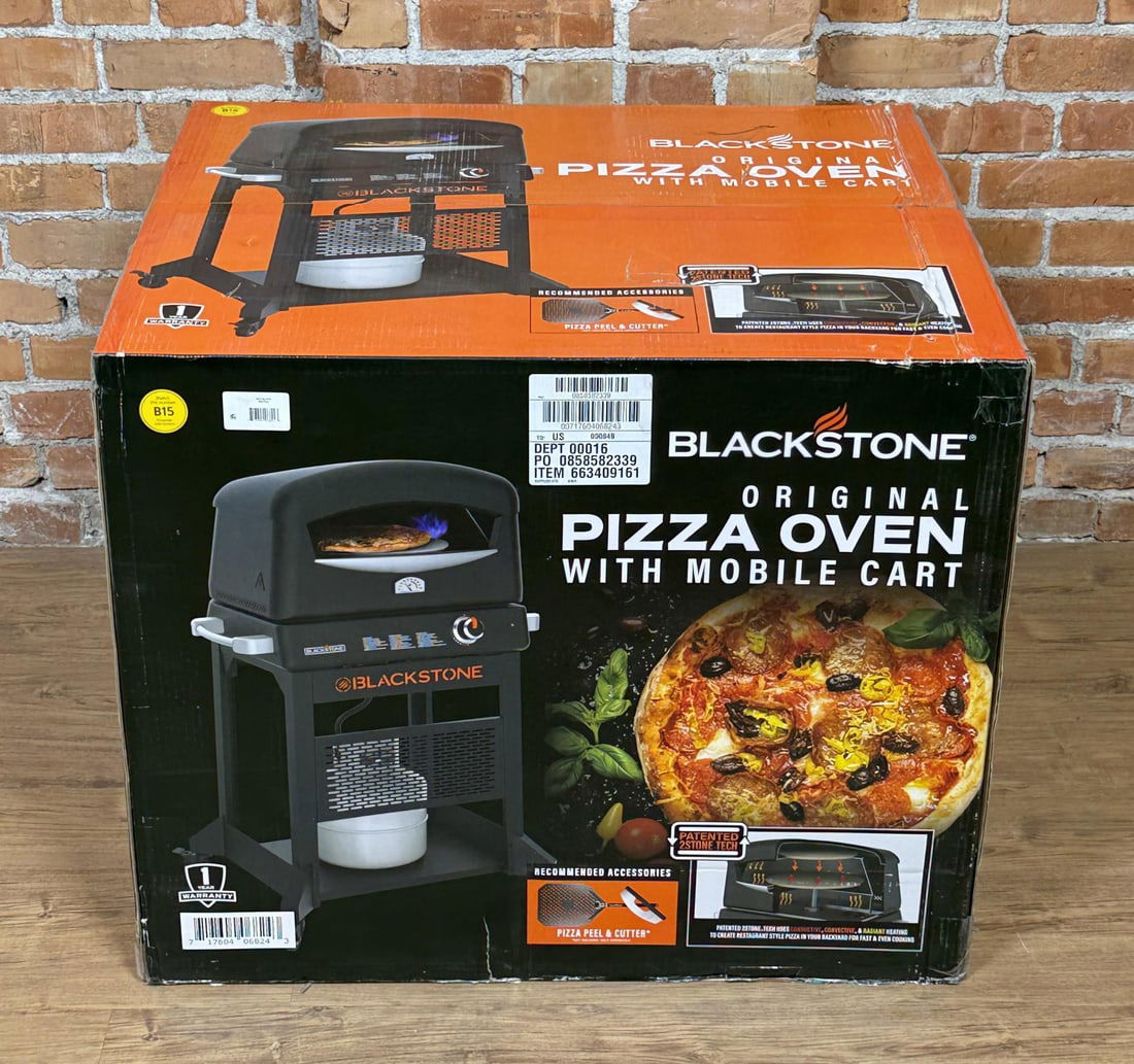 Blackstone Original Pizza Oven: With mobile cart. New in box.