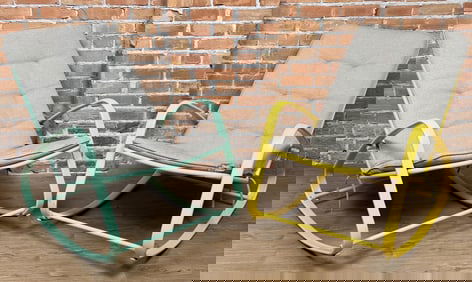 Mid Century Style Pastel Porch Rocking Chairs