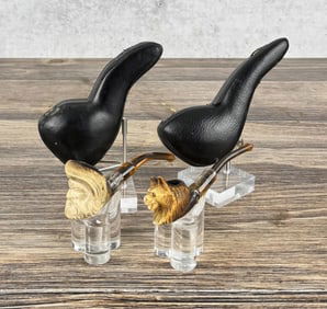 Scottie Dog and Trapper Meerschaum Pipes