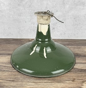 Antique Industrial Porcelain Enamel Shop Lamp