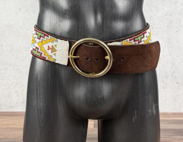 Vintage Sears Men's Store Beaded Leather Belt