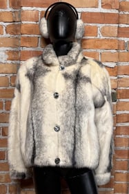 Exceptional Cross Mink Fur Bomber Jacket Coat
