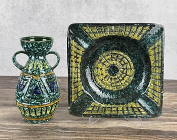 Aldo Londi Bitossi Raymor Italy Vase and Ashtray