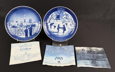 Pair Of Royal Copenhagen Christmas Plates