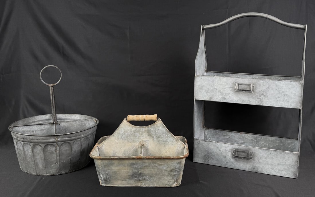 Group Of Galvanized Farmhouse Garden Tote Planters (1 of 6)